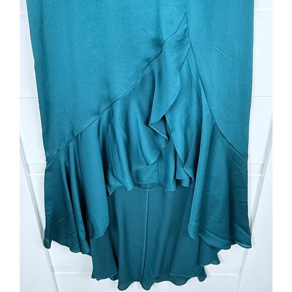 Express Teal Ruffle Hi-Low Maxi Dress Size 4 Formal Cocktail Party Preowned - Picture 4 of 12